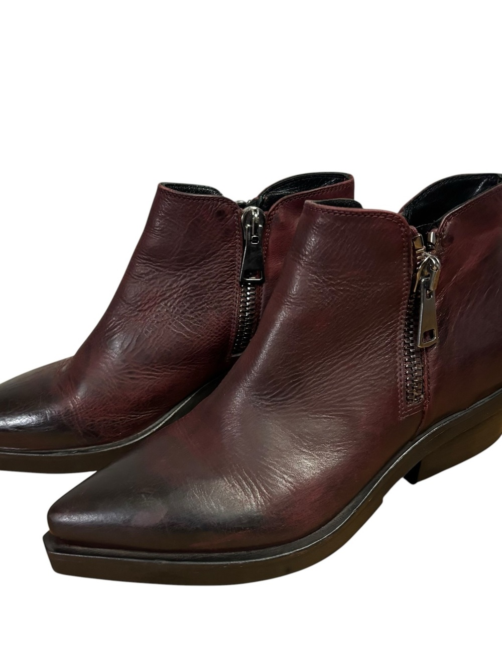 Steven by Steve Madden ankle booties leather burgundy women’s Sz US 6.5 EU 37